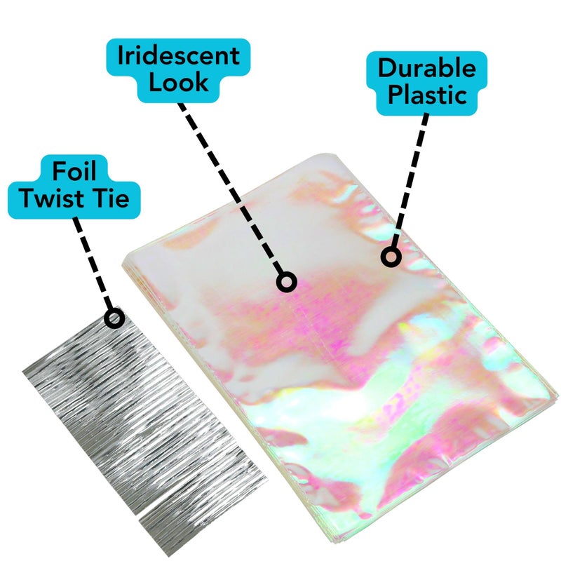 Iconikal 6-Count Basket Cello Bags, Iridescent Holographic, 24 x 28-Inches Gift Wrapping Heat Shrink Plastic - Image 4